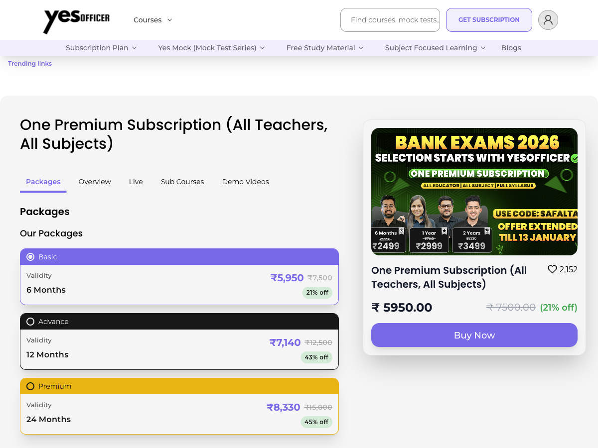 Step 2 - Pick your Course or Subscription